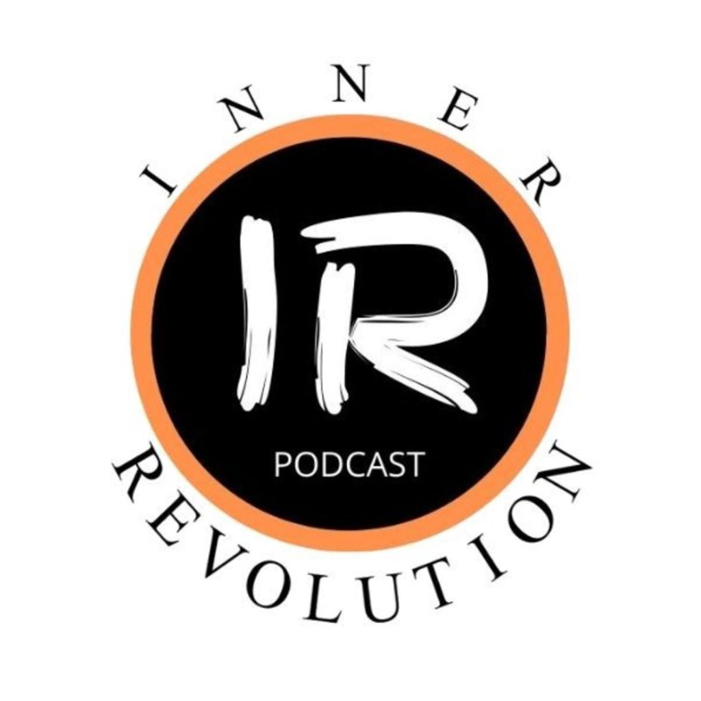 Inner Revolution Podcast Cover - Black Circle with Orange Outline, IR (big) Podcast (little) inside. Inner Revolution typed around the outside of the circle.