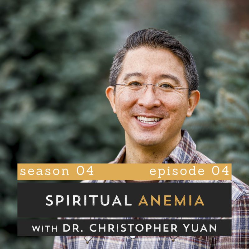 The Pantry Podcast - S04E04 - Spiritual Anemia with Dr. Christopher Yuan - Smiling at camera in front of pine trees,