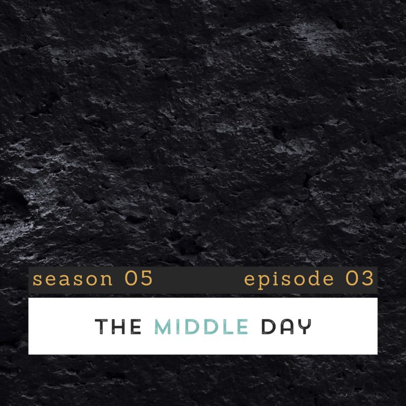 Dark textured background. The Middle Day cover art.